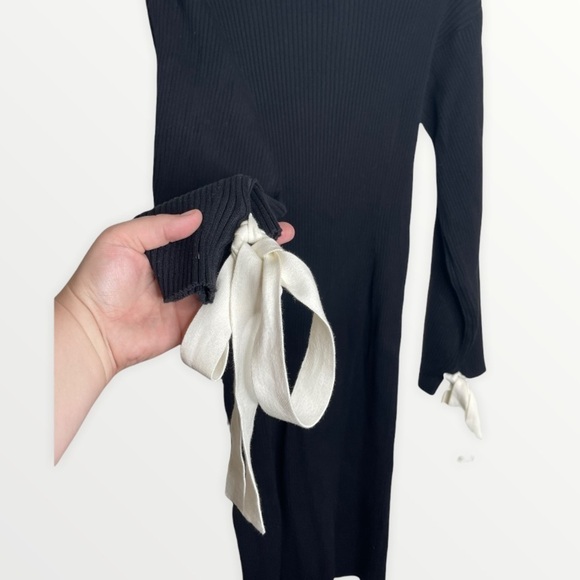 NEW & OTHER STORIES Square Back Tie Black Ribbed Midi Sweater Dress,  Size Small - Picture 2 of 6